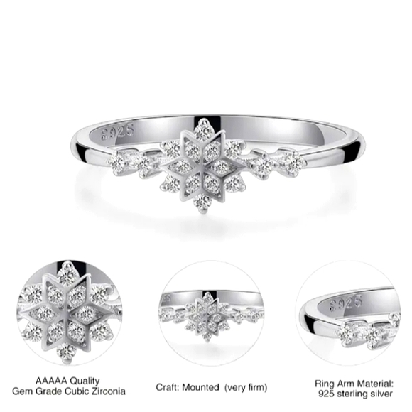 ❄️ 18K White Gold Plated Sterling Silver s925 Dainty Ring - Picture 2 of 2